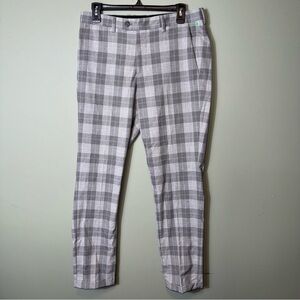 Jack & Jones Men’s Gray Plaid Flat Front Cuffed‎ Hem Pants W32R L28.5”